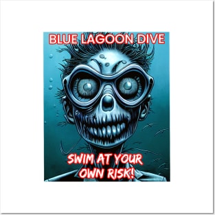 Blue Lagoon Monster Zombie Dive Posters and Art